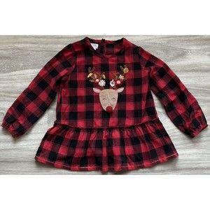 Mud Pie DRESS SIZE‎ 5T Toddler Flannel Christmas Rudolph the Red Nose Reindeer